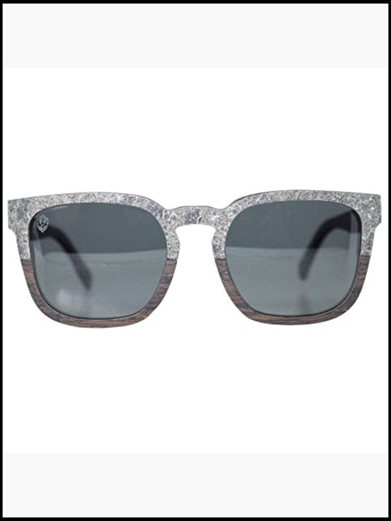Handcrafted Wood Square Sunglasses with Stone Detail, Polarized Lenses main image 4